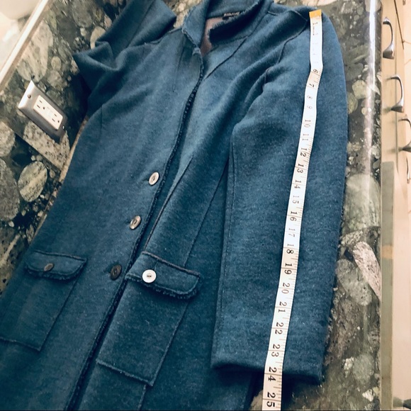 Eileen Fisher Boiled Wool Pockets Teal Color Jacket Coat Size Large - Picture 14 of 14